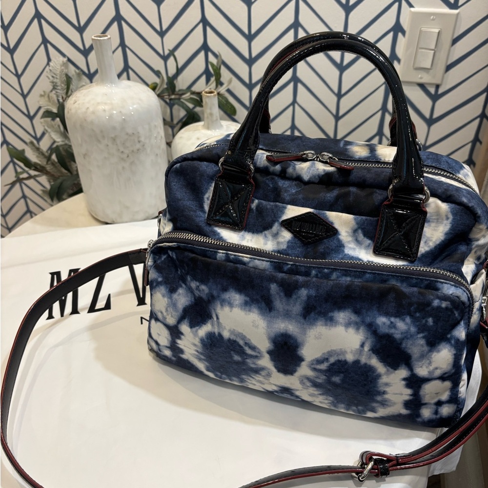 MZ Wallace Blue Tie-Dye Satchel/Crossbody/Handheld bag and Pouch Set w/dust Bag - Picture 8 of 12